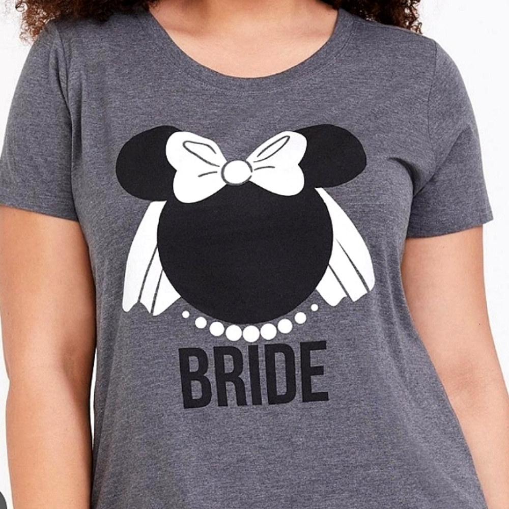 Disney/Torrid Minnie Mouse Bride Tee, Gray Sz.3=22/24